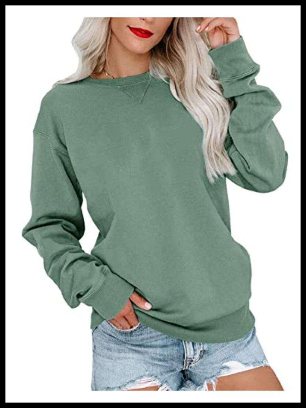 Womens Crew Neck Sweatshirt Long Sleeve Pullover Relaxed Fit Casual